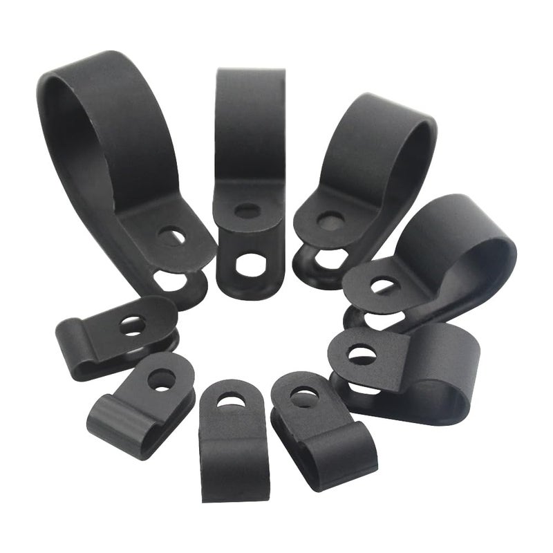 TOVOT 450 PCS 9 Types (1/8â€³-1â€³) Nylon Cable Clips Assortment R-Type Cable Clip Kit Black Plastic Wire Clamps Fasteners for Wire Mounting - Image 3